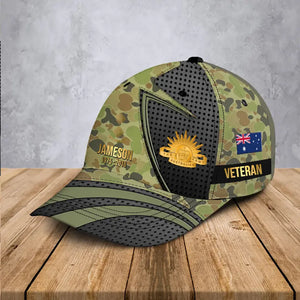 Personalized Australian Veteran Logo Rank Gold & Custom Name Cap 3D Printed AHHN241892