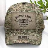 Personalized British Army Veteran Camo Custom Name & Time Cap 3D Printed AHVA241893