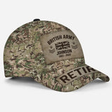 Personalized British Army Veteran Camo Custom Name & Time Cap 3D Printed AHVA241893