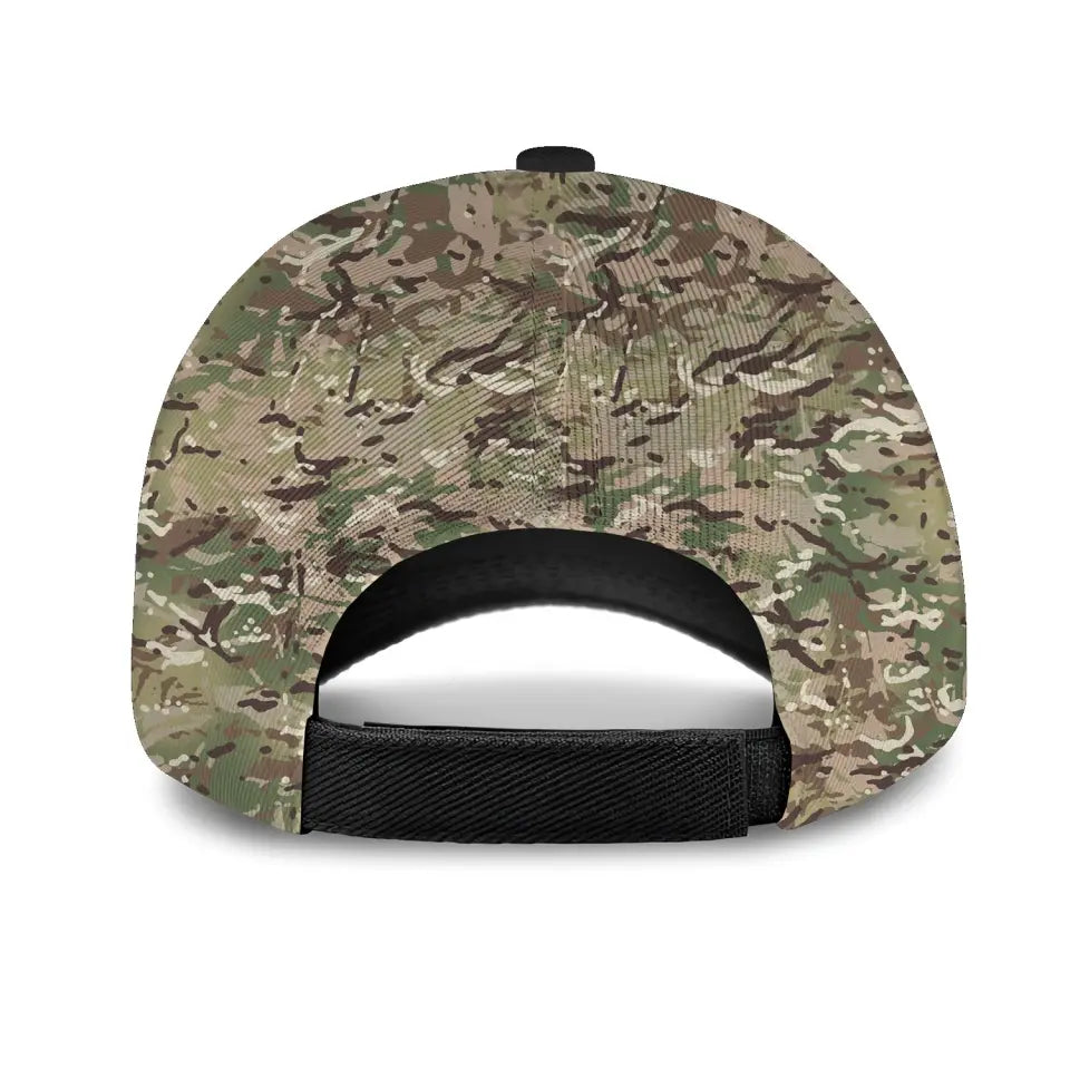 Personalized British Army Veteran Camo Custom Name & Time Cap 3D Printed AHVA241893