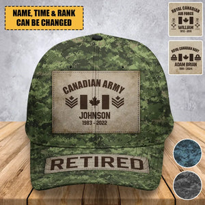 Personalized Canadian Army Veteran Camo Custom Name & Time Cap 3D Printed AHVA241893