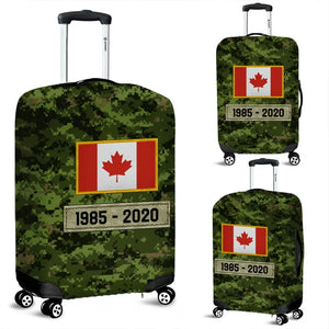 Personalized Canadian Veteran Rank Camo Canada Flag Custom Name & Time Suitcase Printed LVA241904