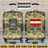 Personalized Austrian Veteran Rank Camo Austrian Flag Custom Name & Time Suitcase Printed LVA241904