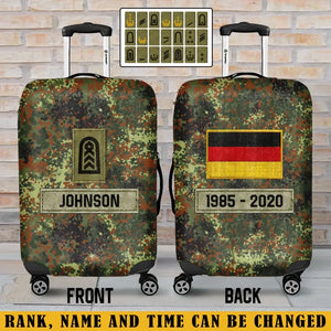 Personalized German Veteran Rank Camo German Flag Custom Name & Time Suitcase Printed LVA241904