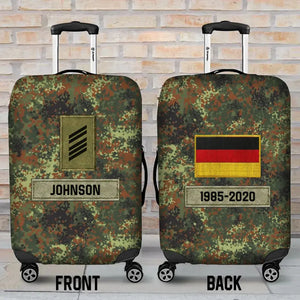 Personalized German Veteran Rank Camo German Flag Custom Name & Time Suitcase Printed LVA241904