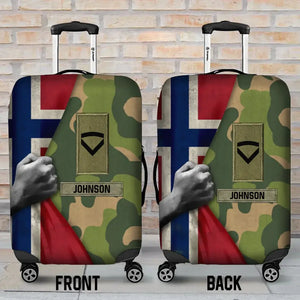 Personalized Norwegian Veteran Rank Camo Norwegian Flag Custom Name & Time Suitcase Printed LVA241904