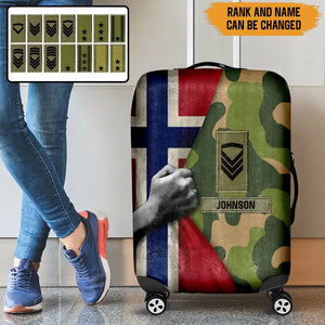 Personalized Norwegian Veteran Rank Camo Norwegian Flag Custom Name & Time Suitcase Printed LVA241904
