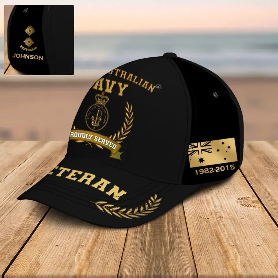 Personalized Australian Army Veteran Proudly Served Custom Name, Rank & Time Cap 3D Printed AHVQ241909