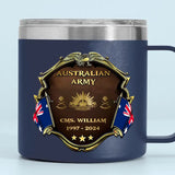 Personalized Australian Army Veteran Rank Gold & Service Time Coffee Cup 2D Printed AHHN241815