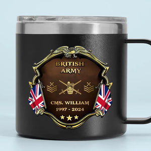 Personalized British Army Veteran Rank Gold & Service Time Coffee Cup 2D Printed AHHN241815