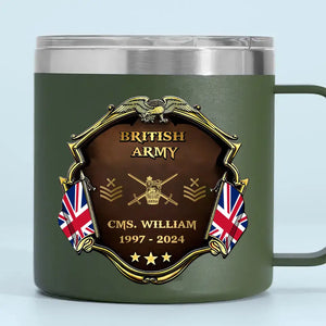 Personalized British Army Veteran Rank Gold & Service Time Coffee Cup 2D Printed AHHN241815