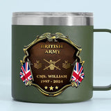 Personalized British Army Veteran Rank Gold & Service Time Coffee Cup 2D Printed AHHN241815