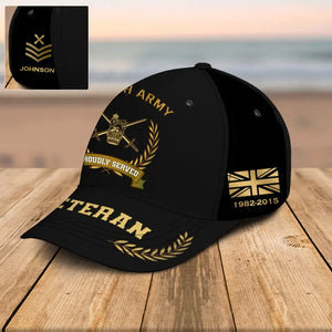 Personalized British Army Veteran Proudly Served Custom Name, Rank & Time Cap 3D Printed AHVQ241909
