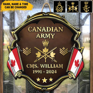 Personalized Canadian Army Veteran Rank Gold Custom Name & Time Wooden Sign Printed AHVA241910