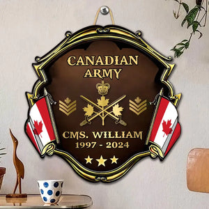 Personalized Canadian Army Veteran Rank Gold Custom Name & Time Wooden Sign Printed AHVA241910
