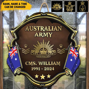 Personalized Australian Army Veteran Rank Gold Custom Name & Time Wooden Sign Printed AHVA241910