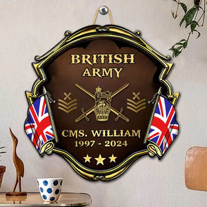 Personalized British Army Veteran Rank Gold Custom Name & Time Wooden Sign Printed AHVA241910