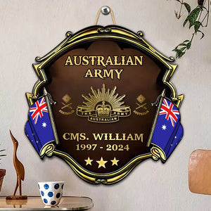 Personalized Australian Army Veteran Rank Gold Custom Name & Time Wooden Sign Printed AHVA241910
