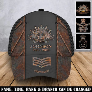 Personalized Australian Army Veteran Logo Custom Rank, Name & Time Cap 3D Printed AHVA241922