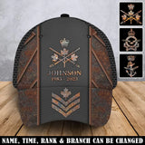 Personalized Canadian Army Veteran Logo Custom Rank, Name & Time Cap 3D Printed AHVA241922