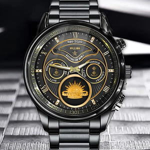 Personalized Australian Veteran Logo & Rank Gold Custom Name & Time Watch Printed AHVA241926