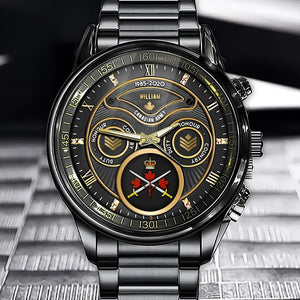 Personalized Canadian Veteran Logo & Rank Gold Custom Name & Time Watch Printed AHVA241926