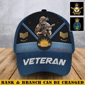 Personalized Australian Army Veteran Rank Gold This We'll Defend Proundly Served Cap 3D Printed AHVA241936