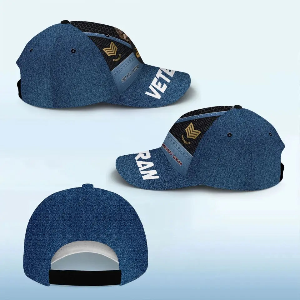 Personalized Australian Army Veteran Rank Gold This We'll Defend Proundly Served Cap 3D Printed AHVA241936