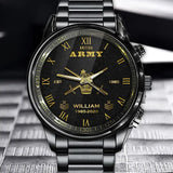 Personalized British Army Veteran British Military Logo Custom Rank Gold & Service Time Watch Printed AHVA241938
