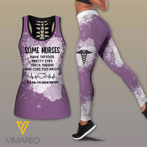 Nurse Criss-Cross Open Back Camisole Tank Top Legging MFUEY1