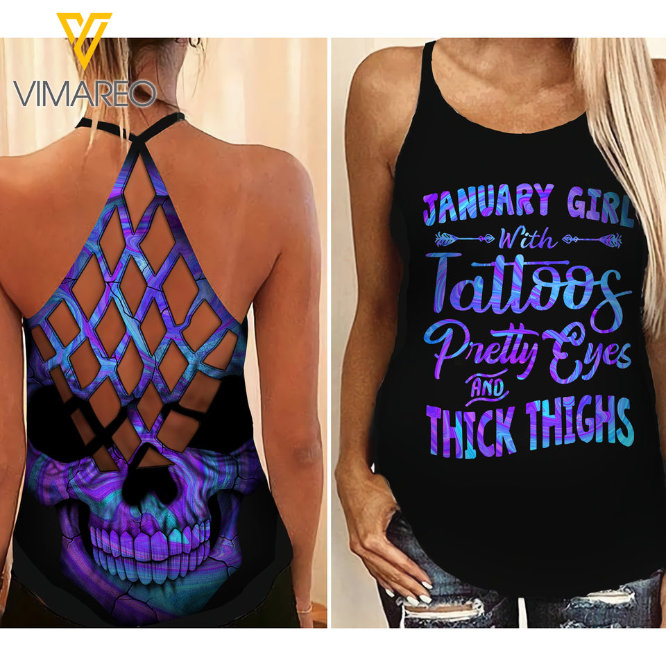 January Girl Criss-Cross Open Back Camisole Tank Top Legging XTPT