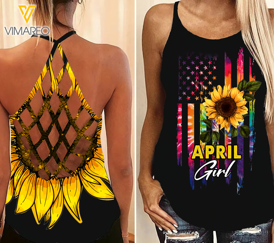 April Girl Criss-Cross Open Back Camisole Tank Top Legging HFJEY1