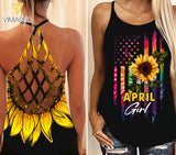 April Girl Criss-Cross Open Back Camisole Tank Top Legging HFJEY1