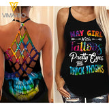 May Girl Criss-Cross Open Back Camisole Tank Top Legging TDTPT