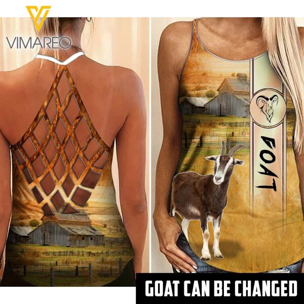 CUSTOMIZED GOAT BREED 3D PRINTED CRISS CROSS TANK TNMD1006