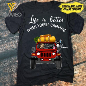 CUSTOMIZED GO CAMPING WITH MY DOG AND MY JEEP TSHIRT