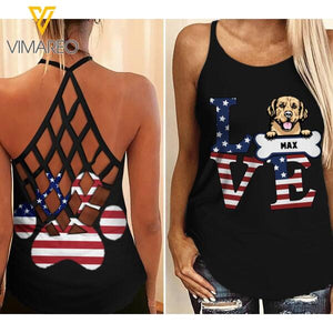 CUSTOMIZED DOG BREEDS HAPPY LOVE INDEPENDENCE DAY CRISS CROSS TANK