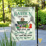 And into the garden i go to lose my mind personalized garden Flag