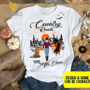 Personalized Country Girl Roads With Horse & Dog Tshirt Printed JUL-LN02