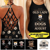 Never underestimate an old lady who love dogs personalized CRISS-CROSS OPEN BACK CAMISOLE TANK TOP 8