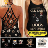 Never underestimate an old lady who love dogs personalized CRISS-CROSS OPEN BACK CAMISOLE TANK TOP 9
