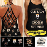 Never underestimate an old lady who love dogs personalized CRISS-CROSS OPEN BACK CAMISOLE TANK TOP 9