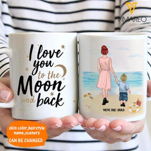 CUSTOMIZED MOM LOVE SON/DAUGHTER TO THE MOOM AND BACK MUG