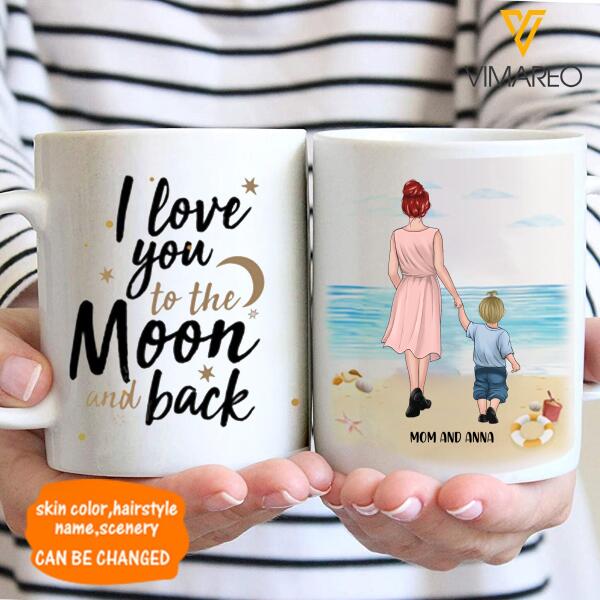 CUSTOMIZED MOM LOVE SON/DAUGHTER TO THE MOOM AND BACK MUG