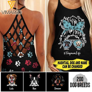 Dogmom life personalized CRISS-CROSS OPEN BACK CAMISOLE TANK TOP