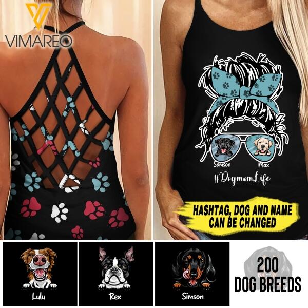 Dogmom life personalized CRISS-CROSS OPEN BACK CAMISOLE TANK TOP