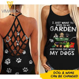 Personalized Work My Garden with My Dog Criss Cross Tank Top JUL-LN05