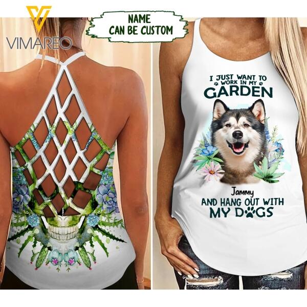 PERSONALIZED Husky Sibir DOG CRISS CROSS TANK TOP PRINTED JUL-HQ08