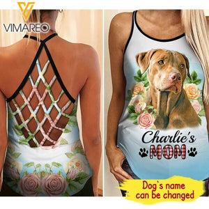 PERSONALIZED PITBULL DOG CRISS CROSS TANK TOP PRINTED JUL-MA08