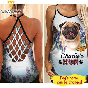 PERSONALIZED PUG DOG CRISS CROSS TANK TOP PRINTED JUL-MA08